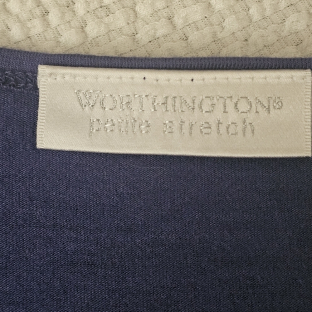 Worthington Purple Stretch Cowl Neck Cap Sleeve Blouse Size petite medium - Picture 3 of 10